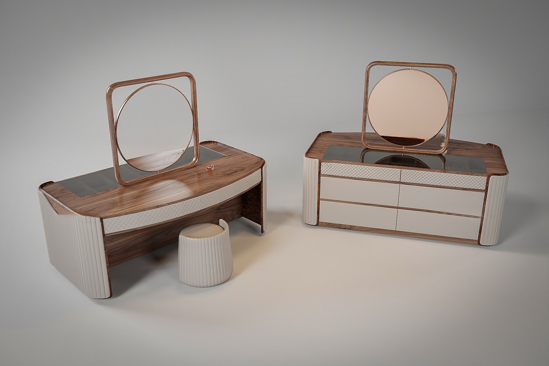 Bàn trang điểm gỗ cao cấp gỗ óc chó thiết kế sang trọng