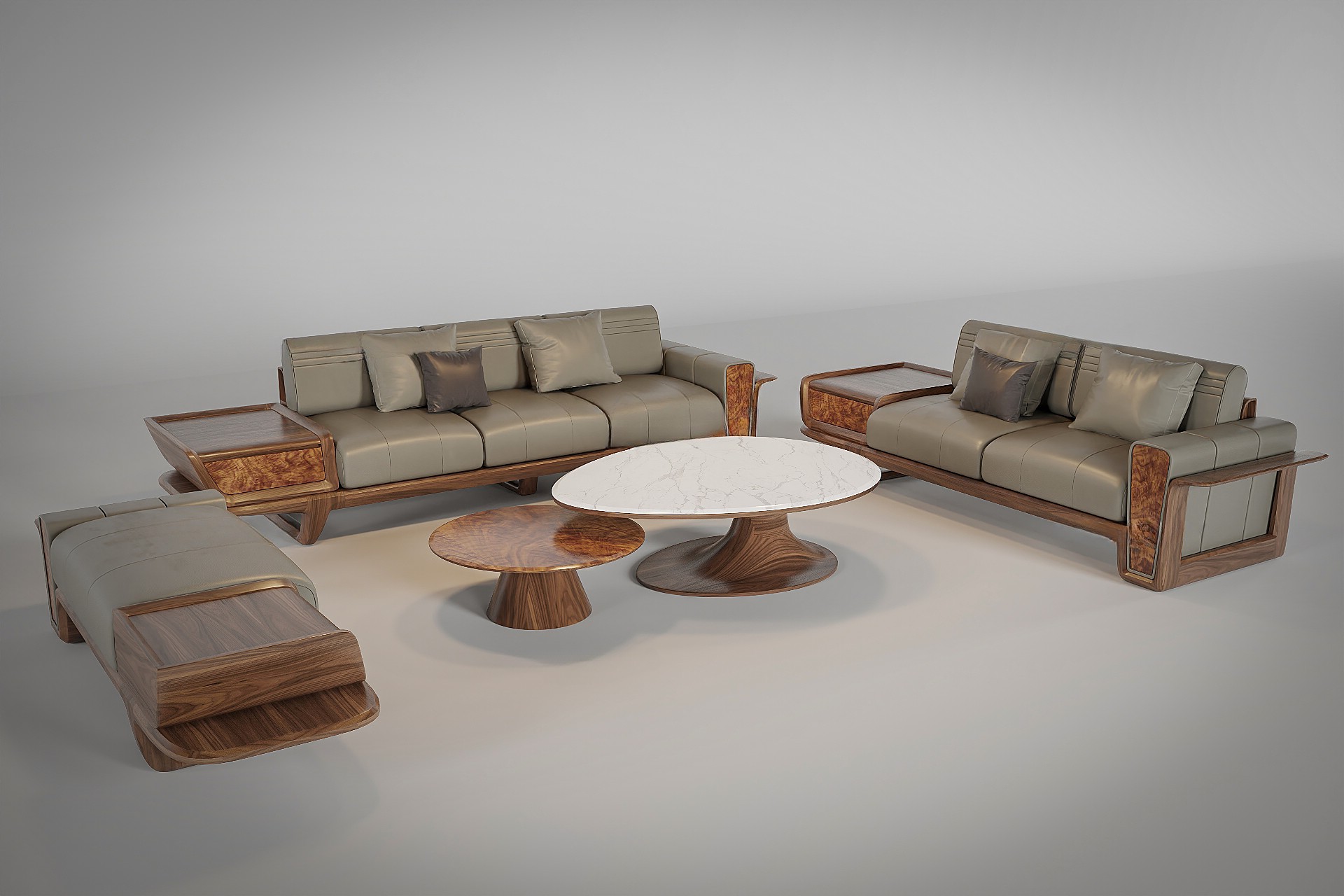 Bộ bàn ghế phòng khách đẹp bằng gỗ óc chó hiện đại