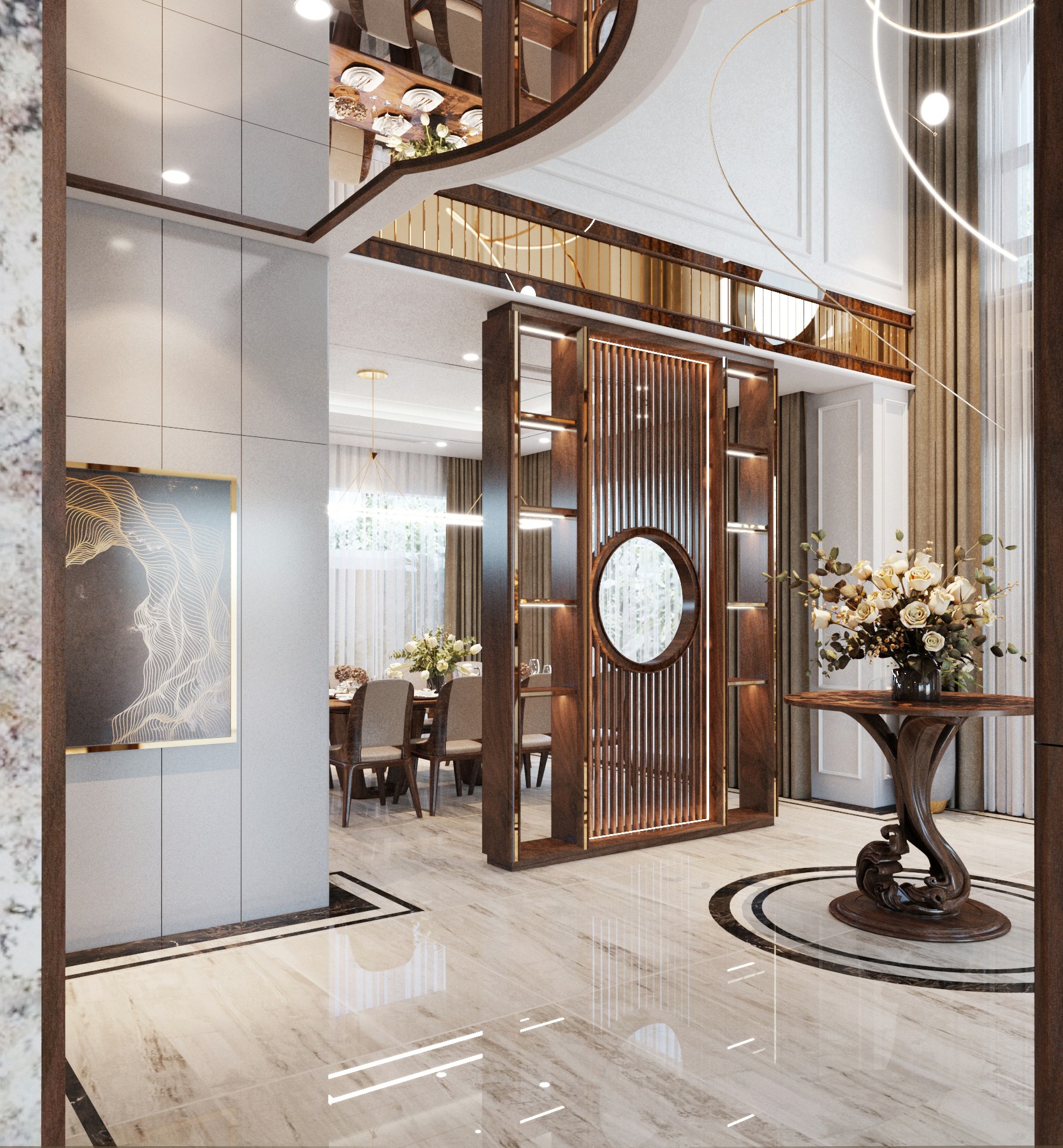 Các mẫu vách ngăn phòng khách gỗ sồi Nga