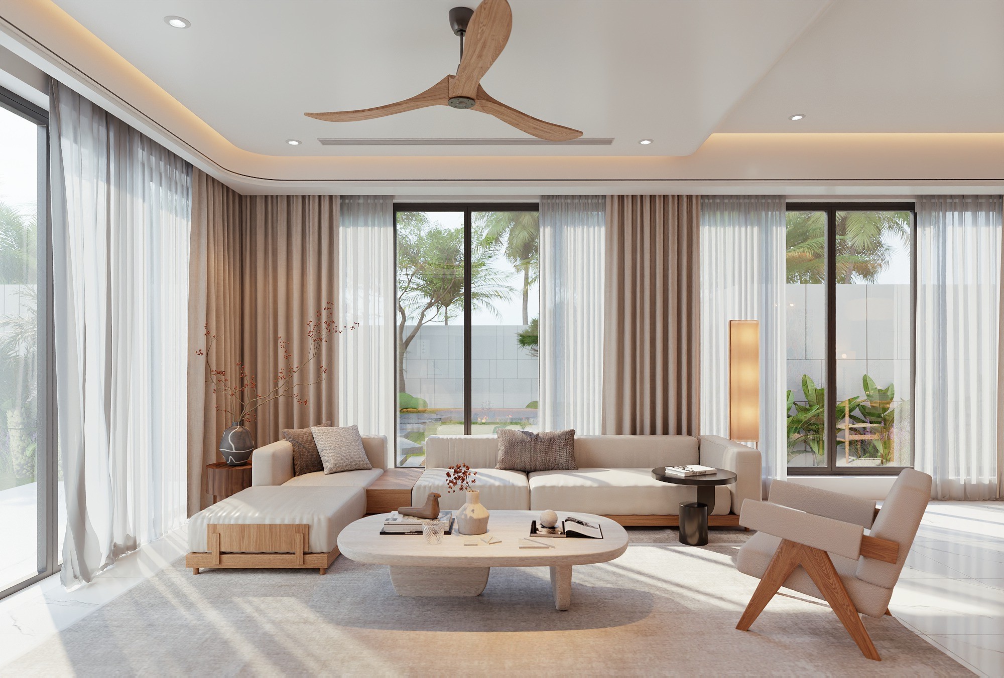 Ghế sofa gỗ đơn giản phong cách tối giản hiện đại