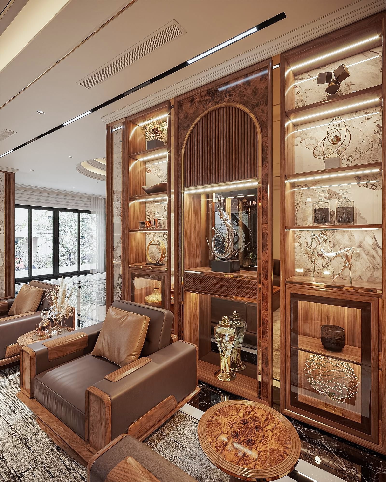 Ghế sofa gỗ óc chó sang trọng