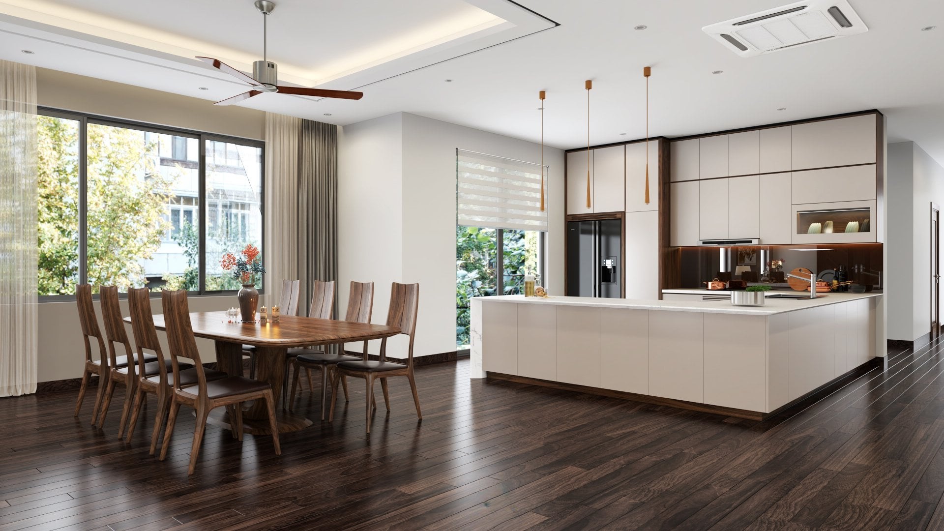 Giá tủ bếp nhựa acrylic chữ I cao kịch trần cánh trắng bóng