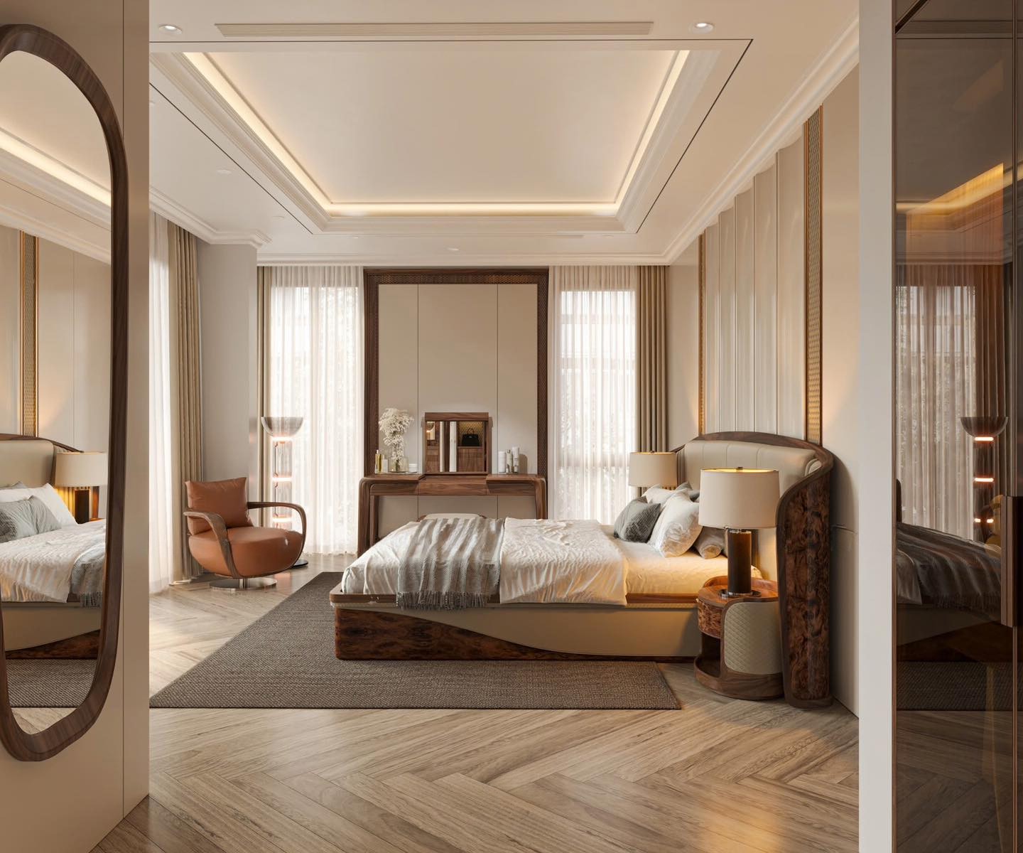 Giường gỗ cao cấp gỗ óc chó tự nhiên