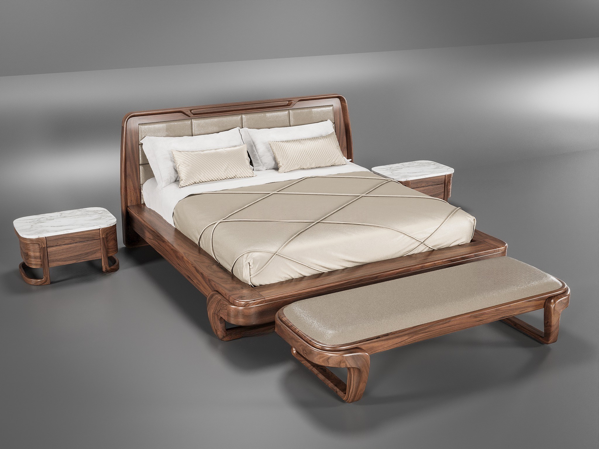 Giường gỗ đẹp hiện đại gỗ sồi tự nhiên