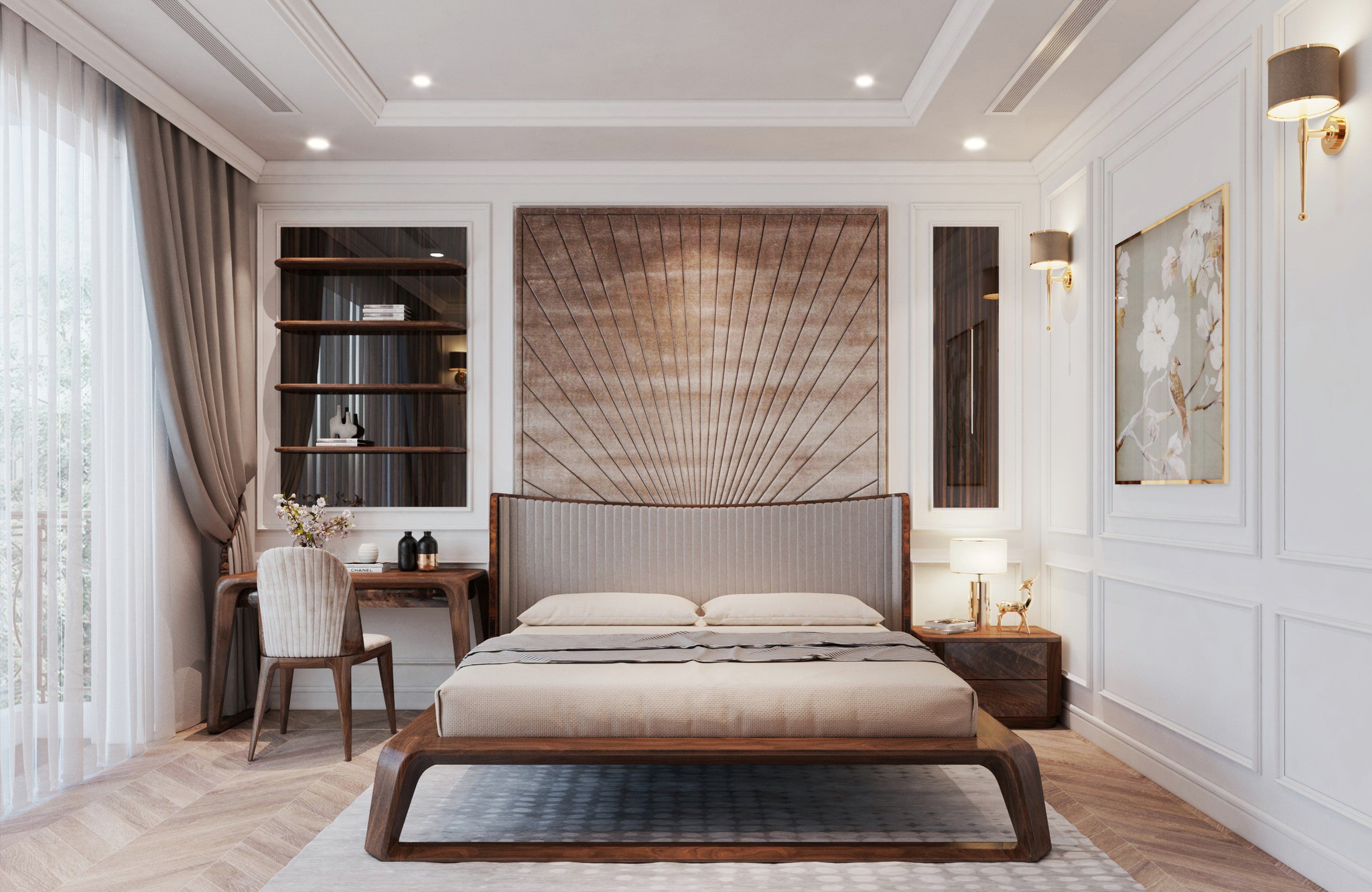 Giường gỗ sồi