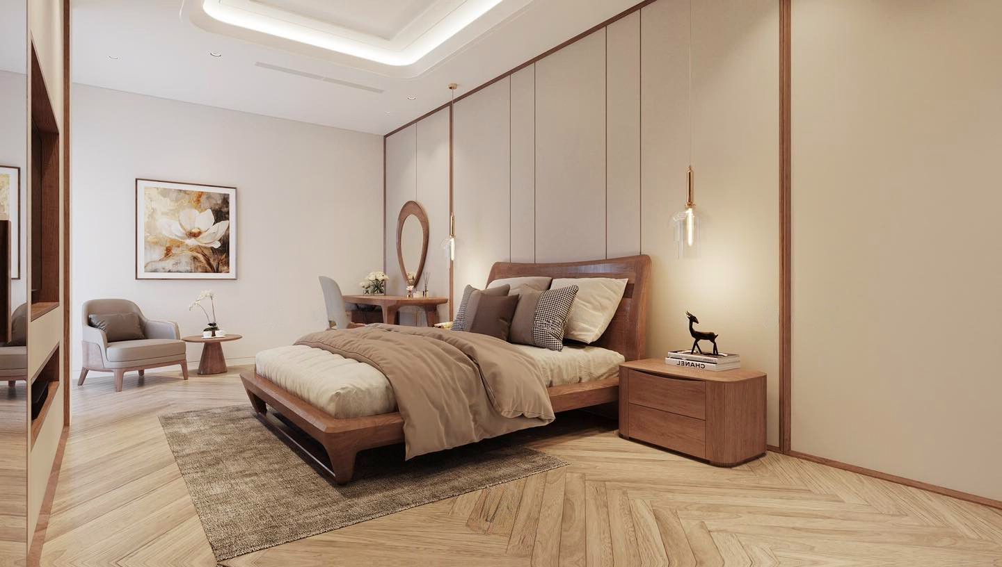 Giường gỗ tự nhiên hiện đại gỗ sồi