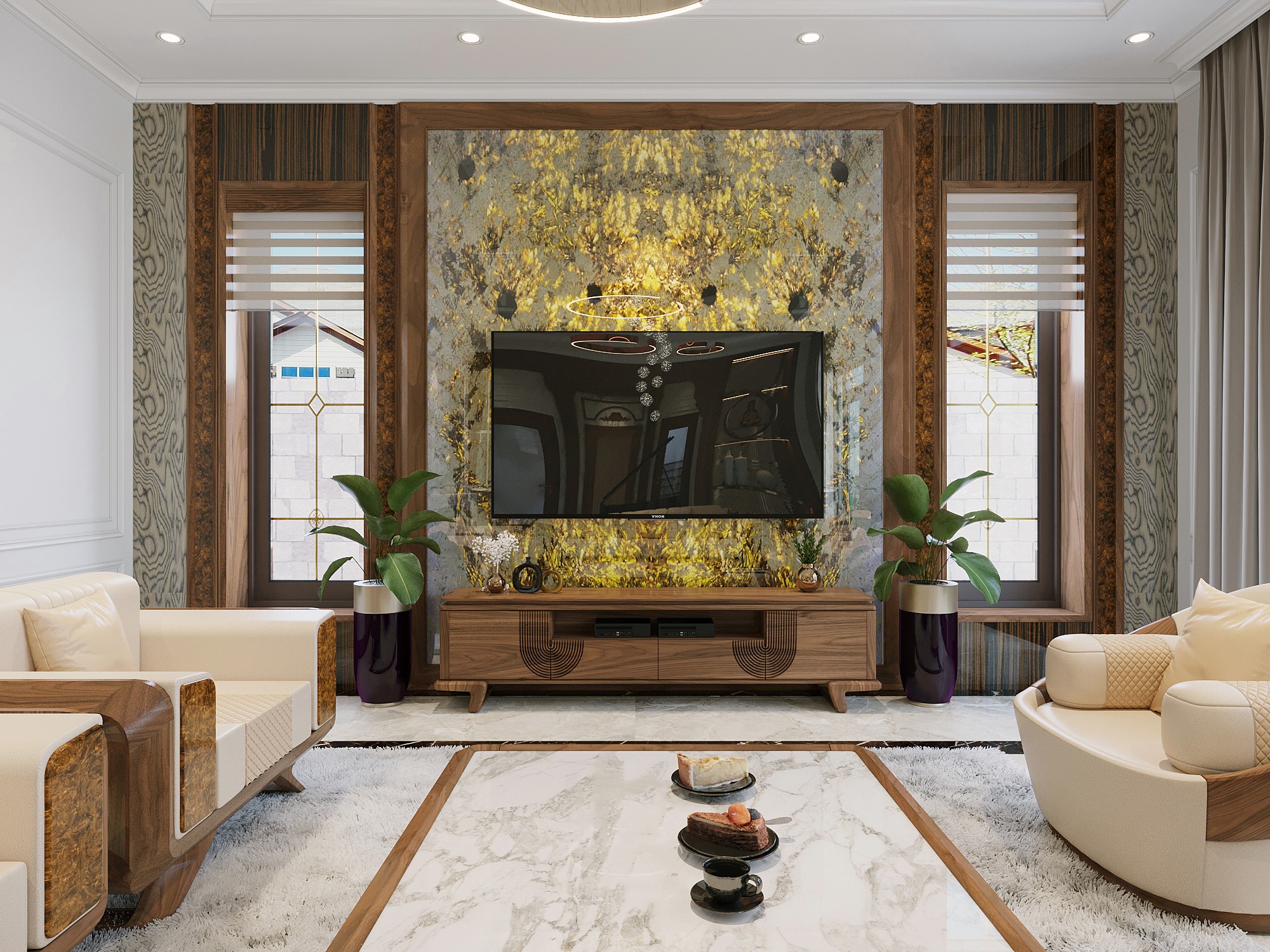 Kệ tivi phòng khách gỗ tự nhiên gỗ óc chó