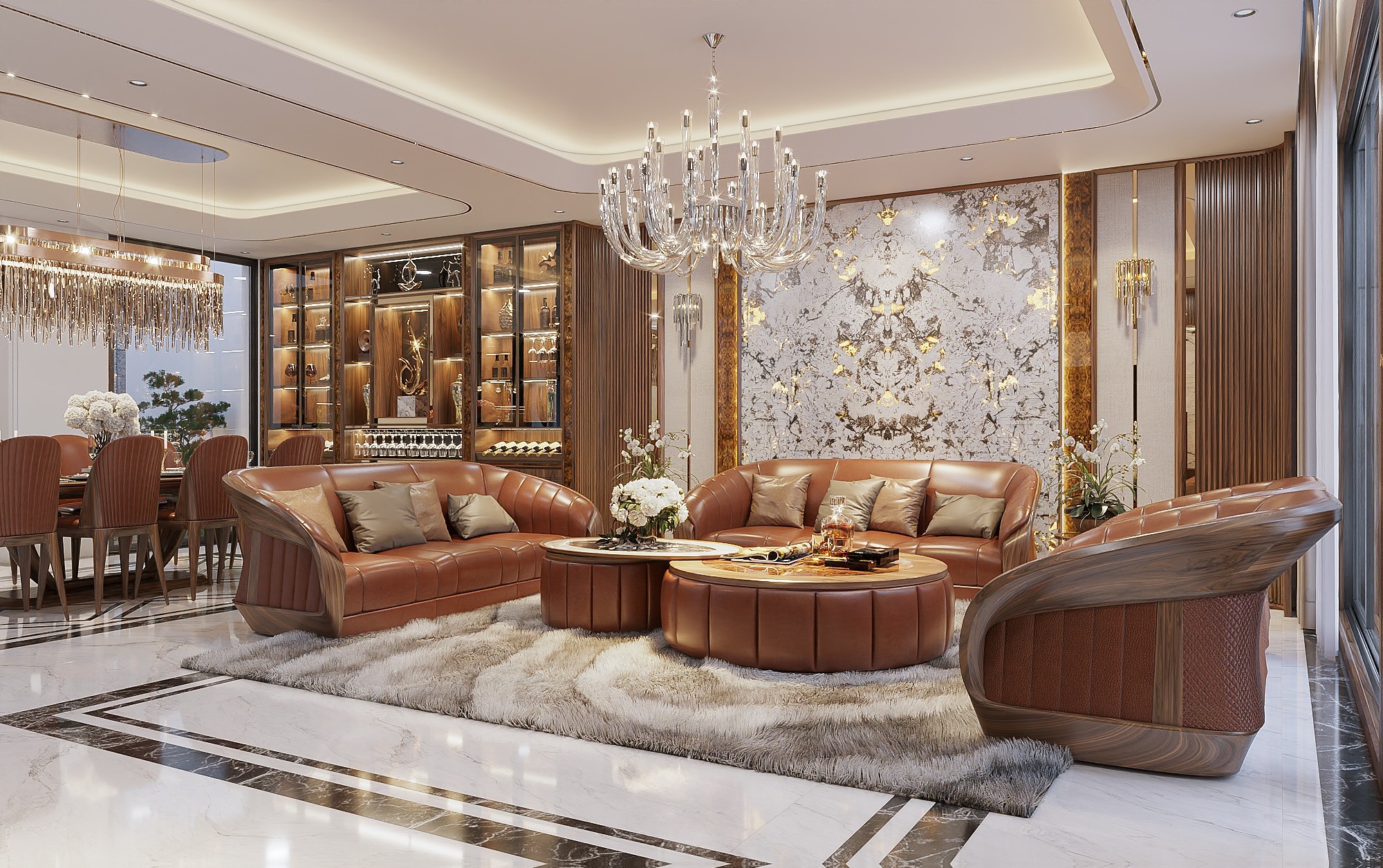 Mẫu ghế sofa gỗ kích thước lớn bằng gỗ óc chó hiện đại sang trọng