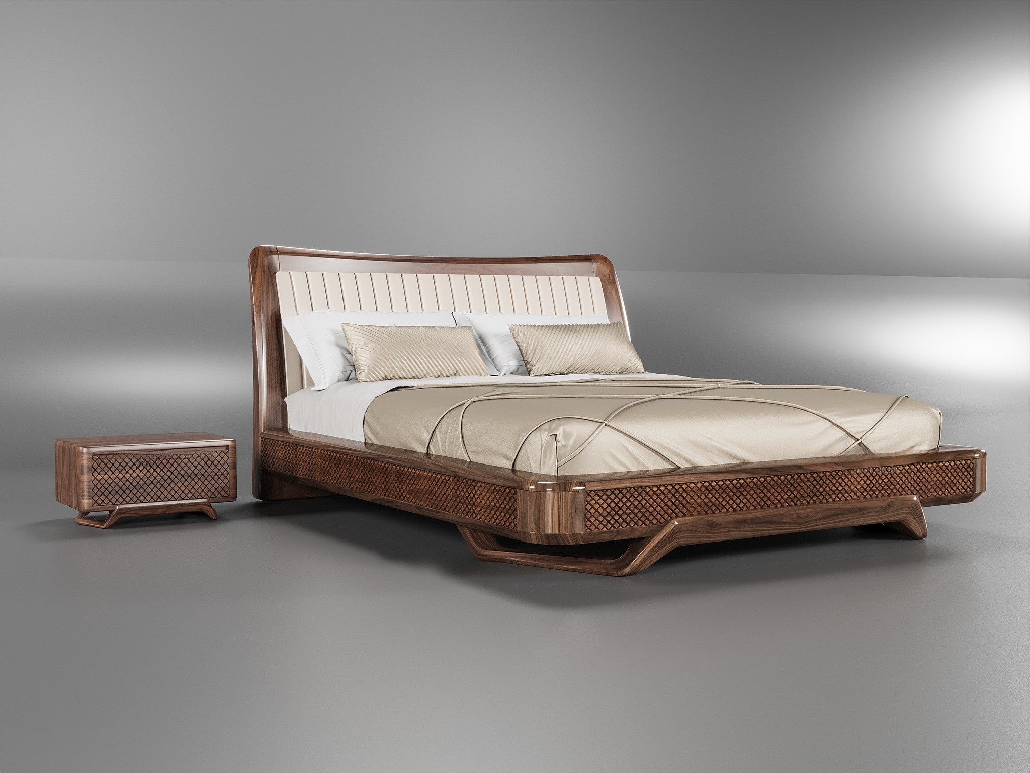 Mẫu giường gỗ cao cấp gỗ óc chó