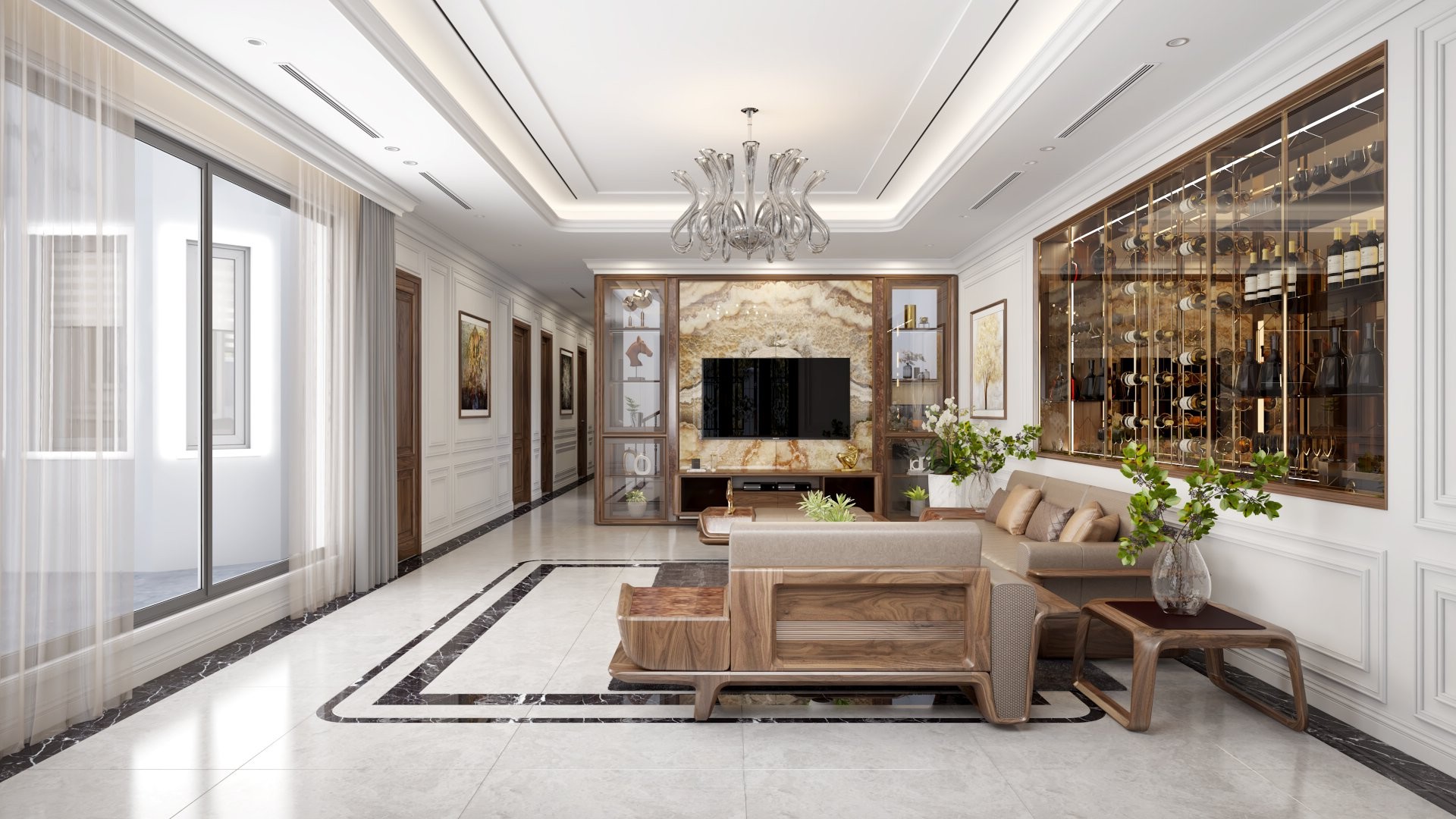 Mẫu tủ rượu đẹp phòng khách sang trọng