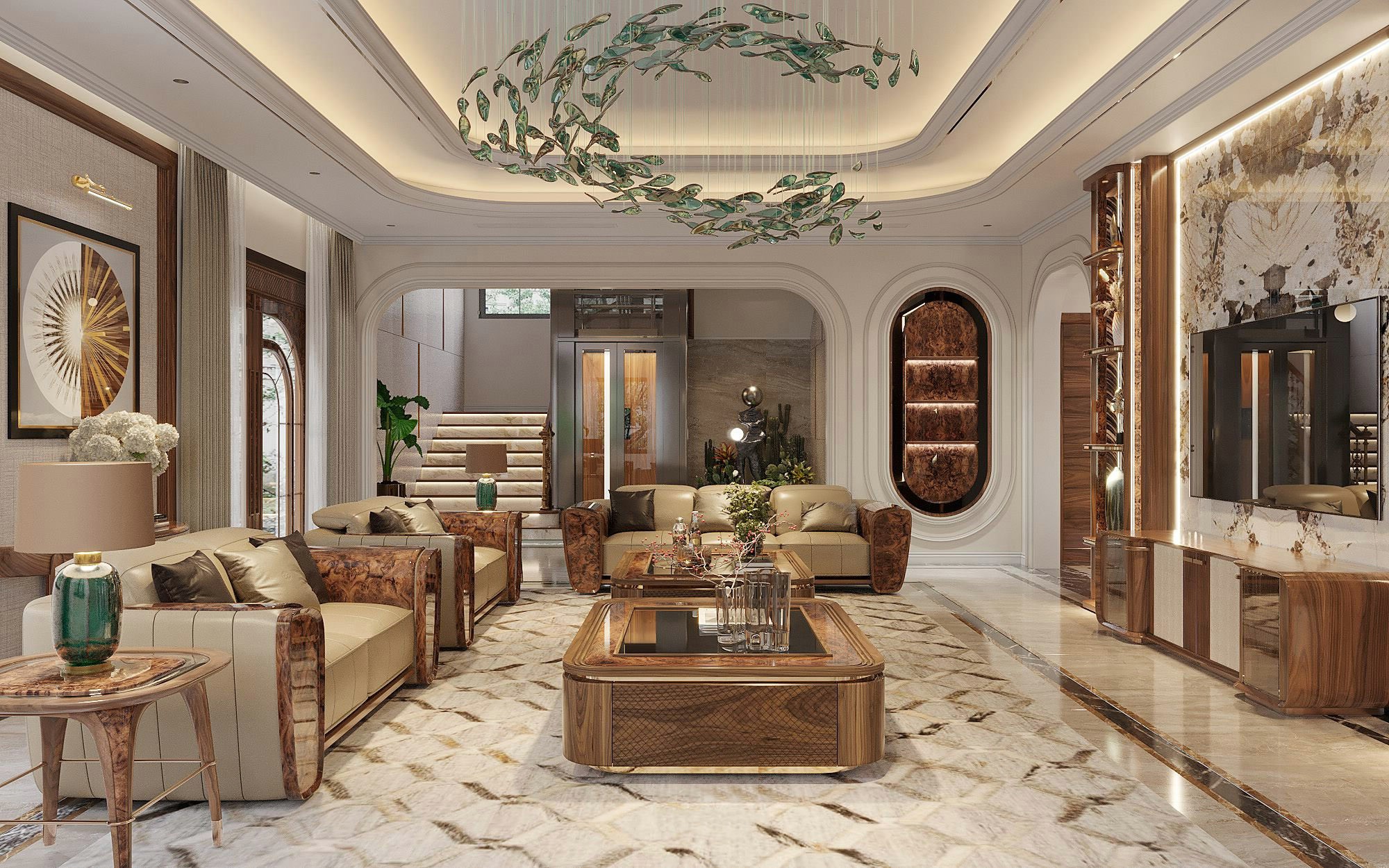 Thiết kế nội thất biệt thự hiện đại phòng khách