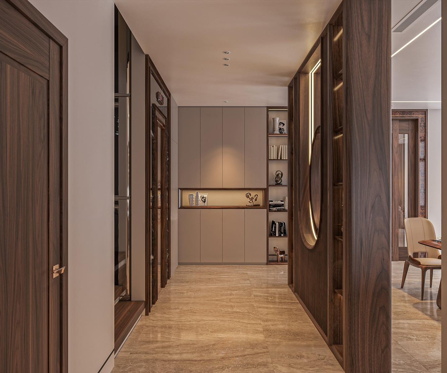 Vách ngăn phòng bếp bằng gỗ óc chó cao cấp